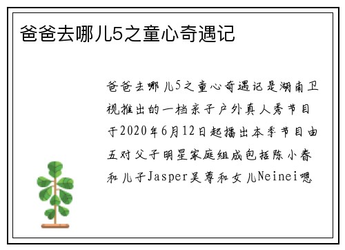 爸爸去哪儿5之童心奇遇记