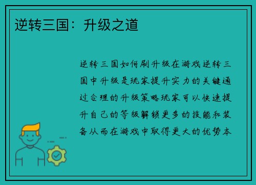 逆转三国：升级之道